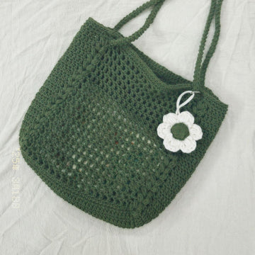 Clg & Uni Bag -- Tote Bag in green color and small flower __ Tote bag