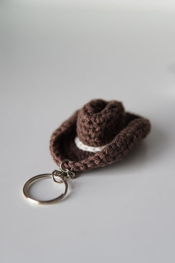 Crochet Brown cap Keychain