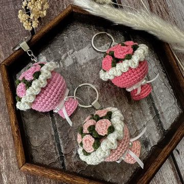 Crochet Flower Keychain 3 pec