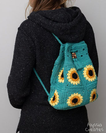 Clg & Uni Bag -- Crochet Bag pack with flowers