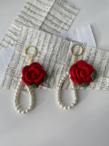 Beautiful Crochet Keychain with a flower 2 pec
