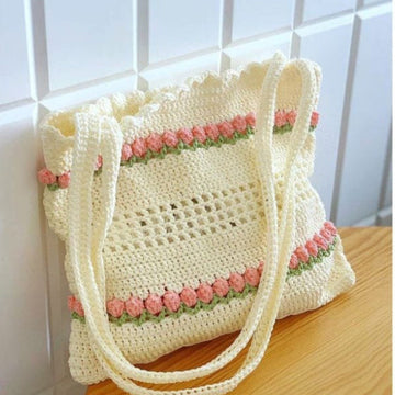 Off-White bag with PInk flowers