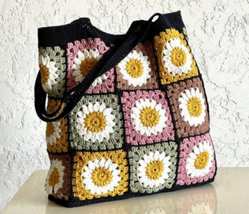 Black Bag with White Flowers