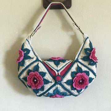 White Bag with Purple Flowers