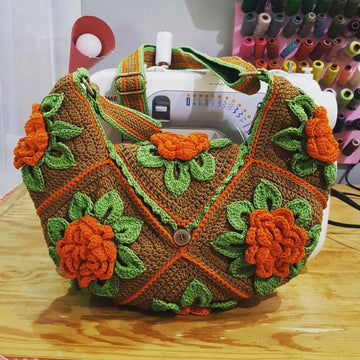 Brown Bag with Orange Flowers