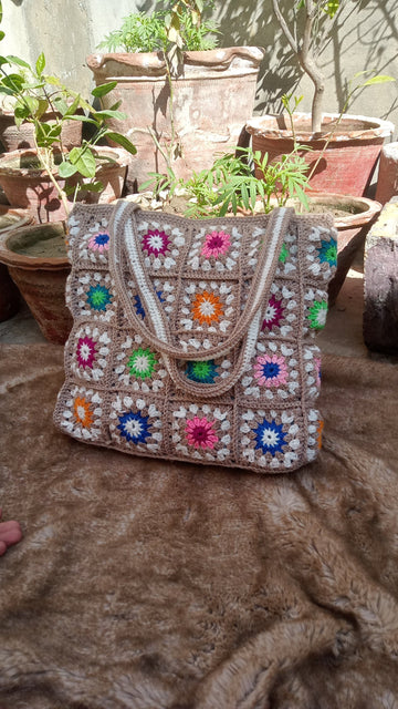 Skin Bag with multi flowers