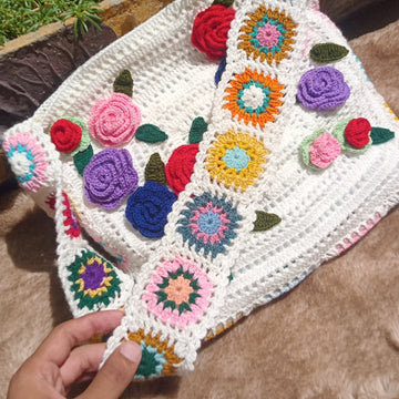 White Bags with Multi Flowers