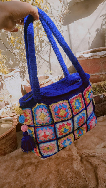 Beautiful Blue Crochet Shoulder Bag