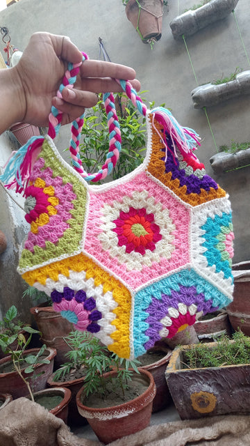 Medium Size Multi crochet Bag