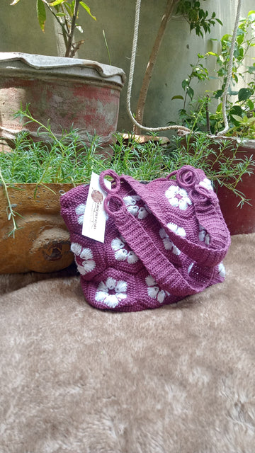 Purple Bag with White Flowers