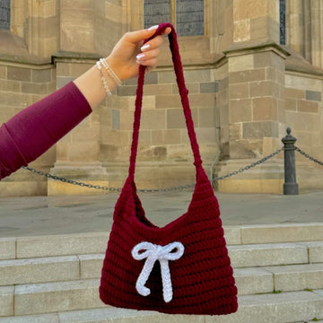 Beautiful Crochet Shoulder bag in red color and unique designing