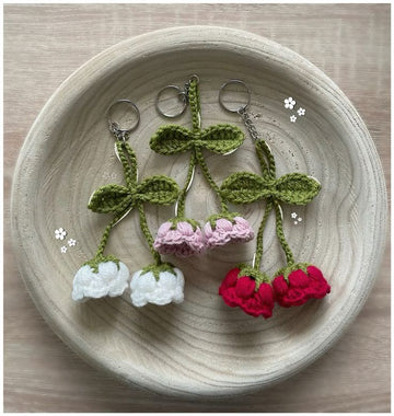 Crochet Keychain 3 different flower set 3 pec