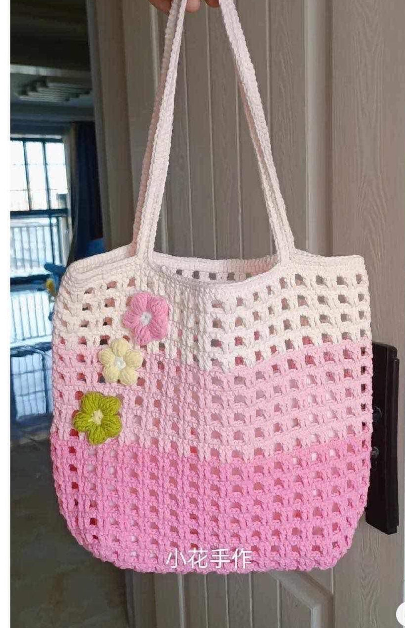 Crochet tote Bag in beautiful pink color