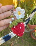 Crochet Strawberry Keychain