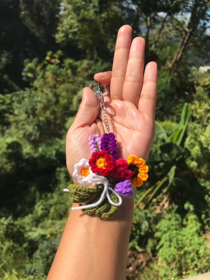 Crochet Bouquet multi keychain