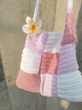 Crochet pink and white bag