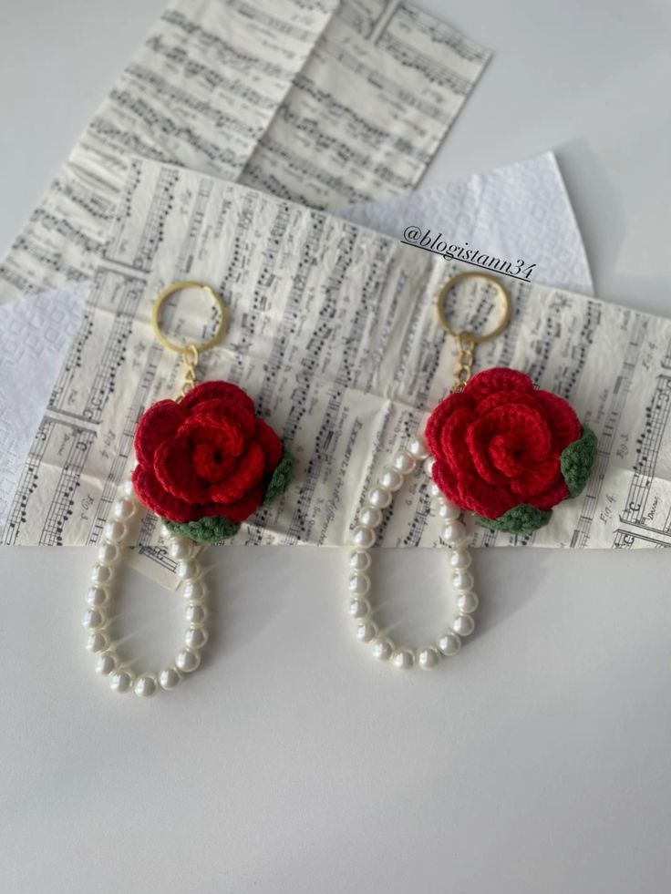 Beautiful Crochet Keychain with a flower 2 pec