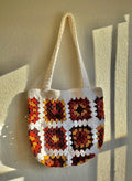 Crochet tote bag in brown colors