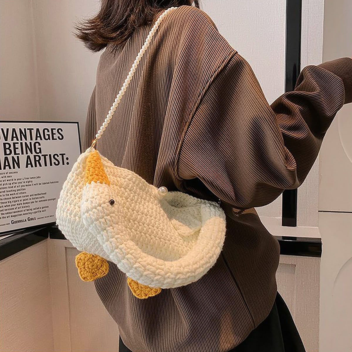 Crochet Duck Bag with double Strap