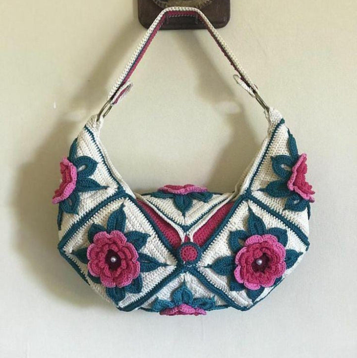 White Bag with Purple Flowers