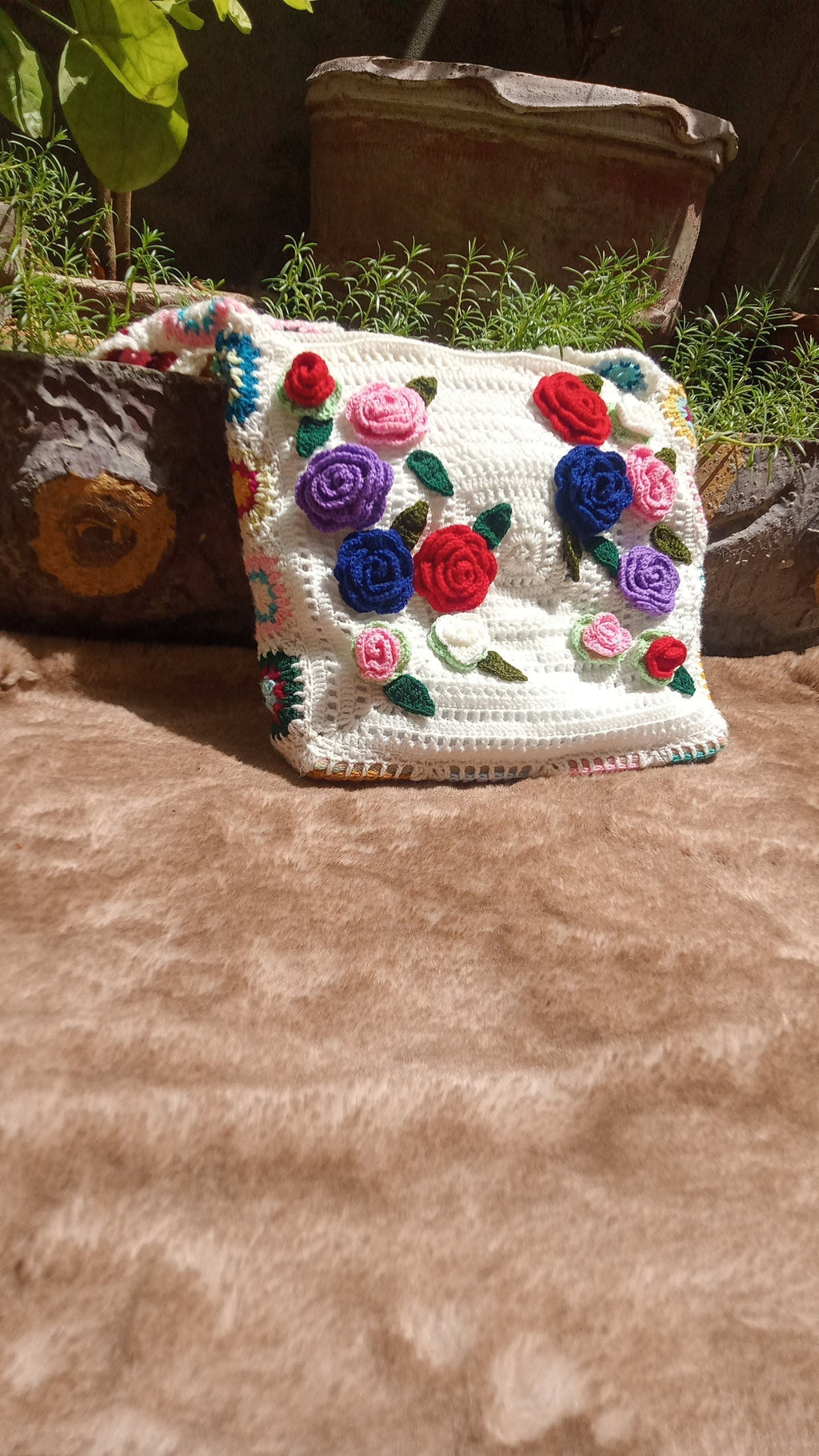 White Bags with Multi Flowers