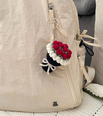 Crochet black bouquet keychain