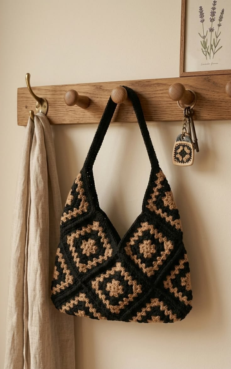 Crochet Large size chocolate combo bag
