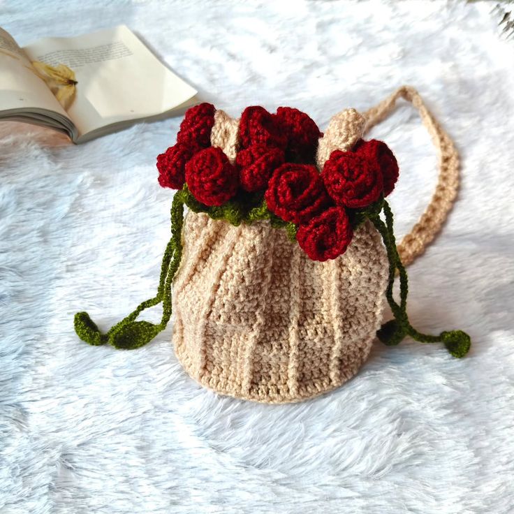 Handmade crochet brown bag