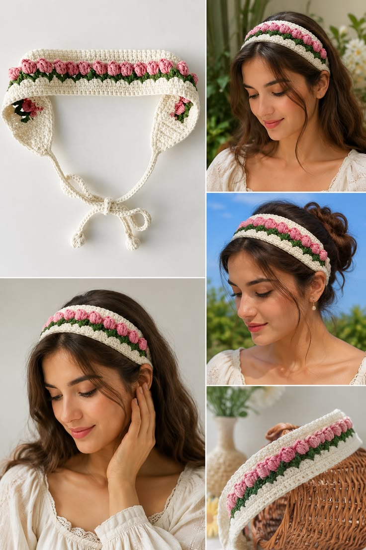 Crochet Hairband in beautiful color combo