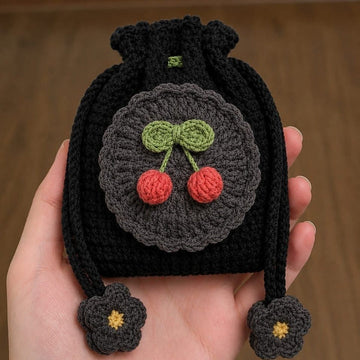 Crochet Earpod Pouch in black color