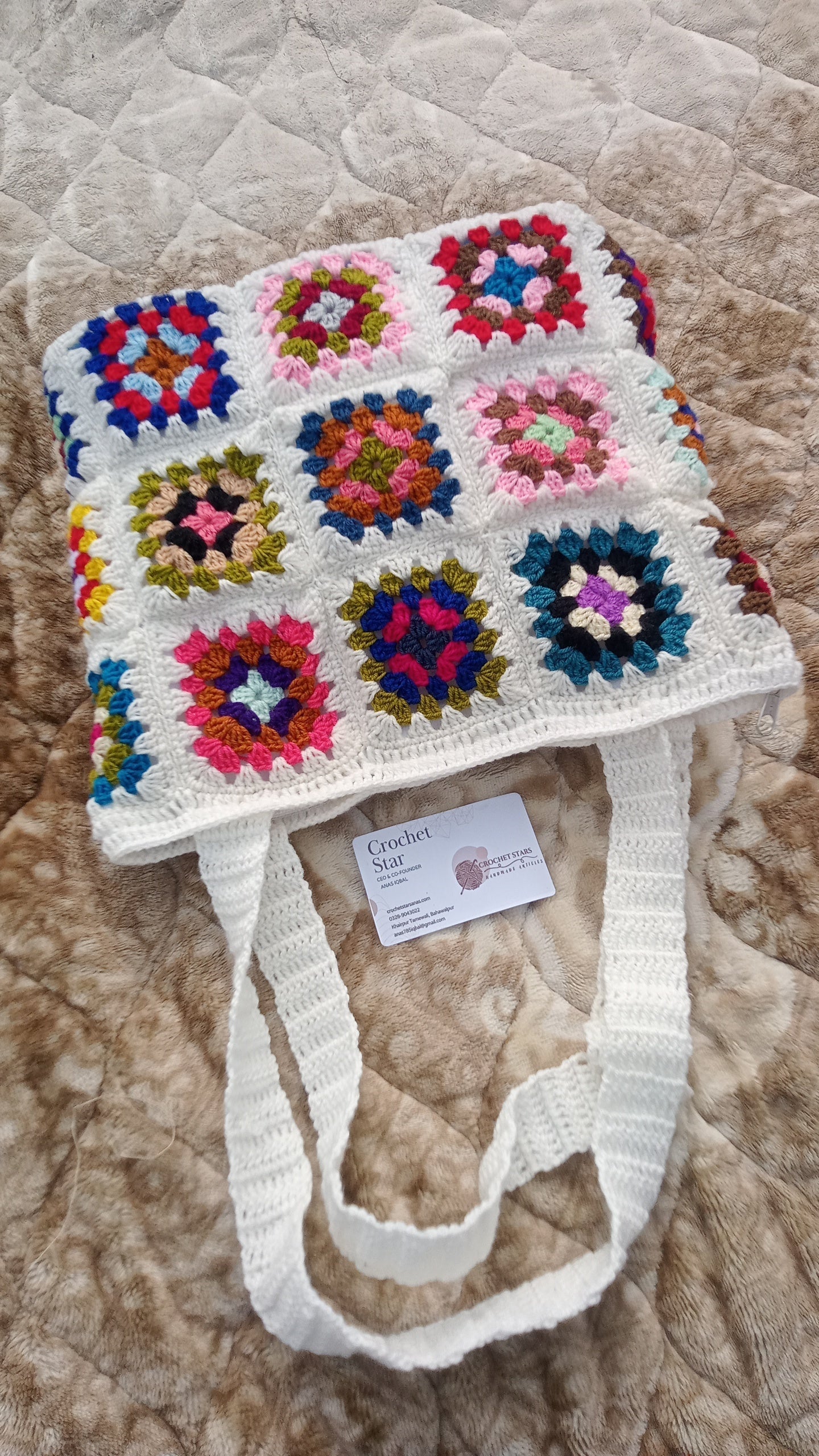 Granny bag in white multi color