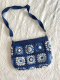 Multi blue crochrt cross body bag